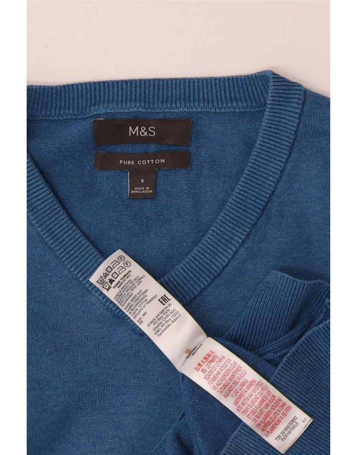 MARKS & SPENCER Pull col V pour homme Petit Bleu Coton