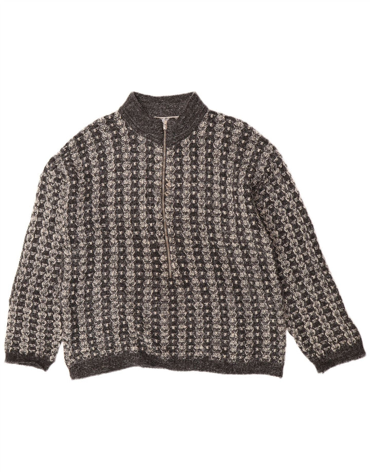 S.Moritz Pull col zippé pour homme Petit gris rayé