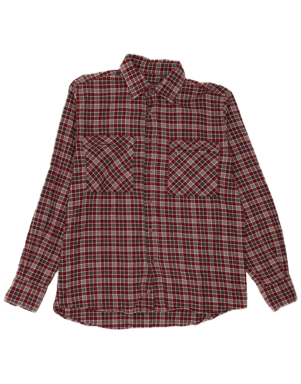 Sea Barrier Chemise en flanelle pour homme en coton à carreaux bordeaux moyen