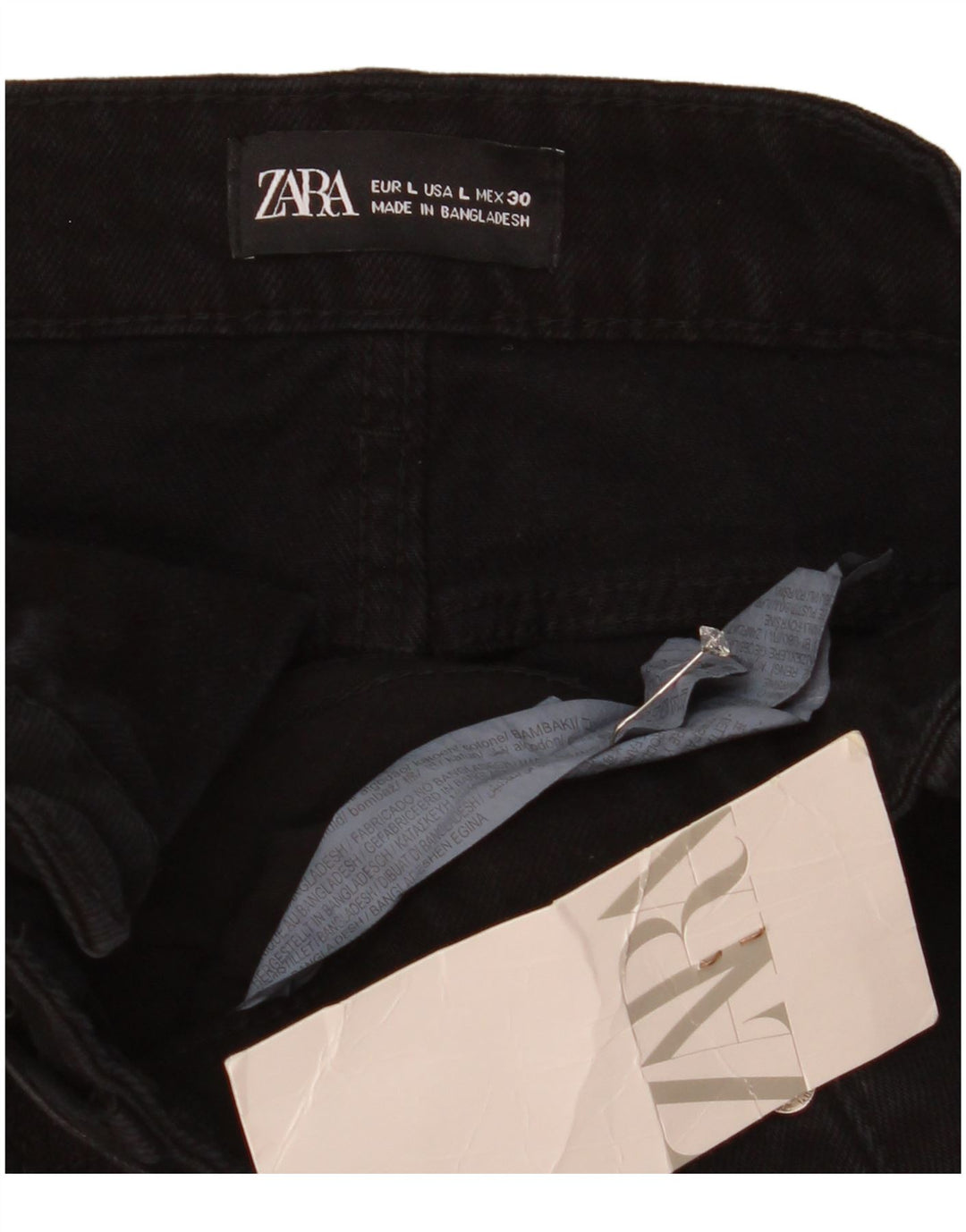 Zara Femme Jupe En Jean Large W30 Coton Noir