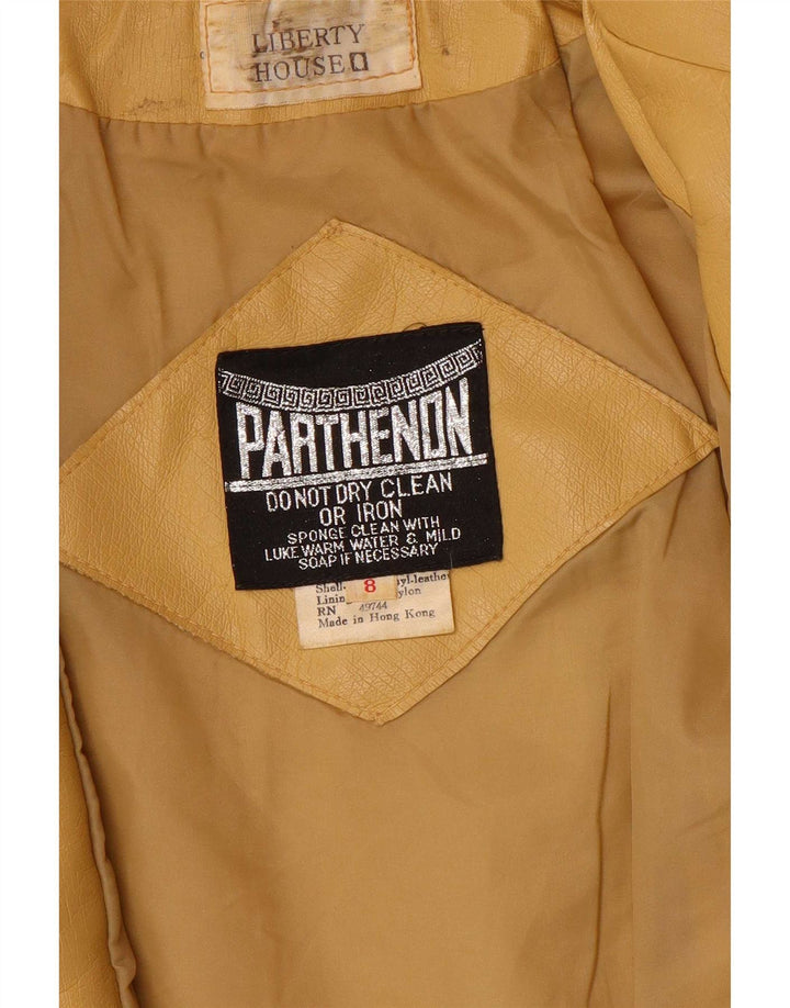 veste en cuir femme vintage UK 8 Petit Jaune