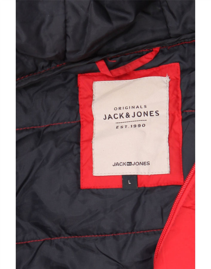 JACK & JONES Veste matelassée à capuche pour homme UK 40 Large Rouge