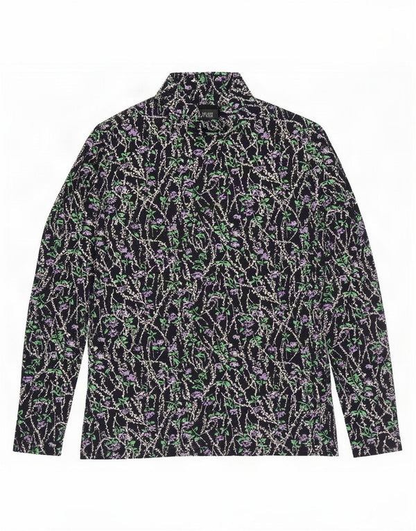 Marks & Spencer Haut à manches longues pour femme UK 10 Petit coton floral bleu marine