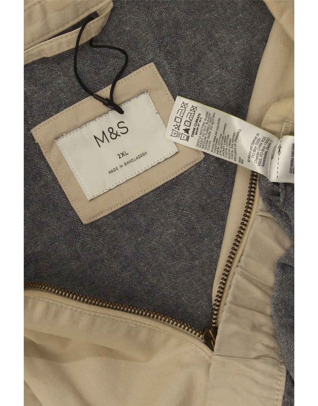 Marks & Spencer Veste Bomber Homme UK 44 2XL Coton Beige