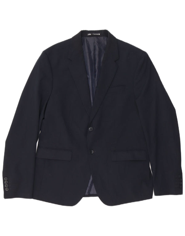 Zara Veste Blazer 2 Boutons Homme EU 52 Large Bleu Marine