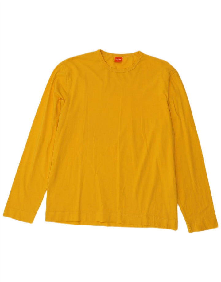 HUGO BOSS Homme Top Manches Longues Large Jaune Coton