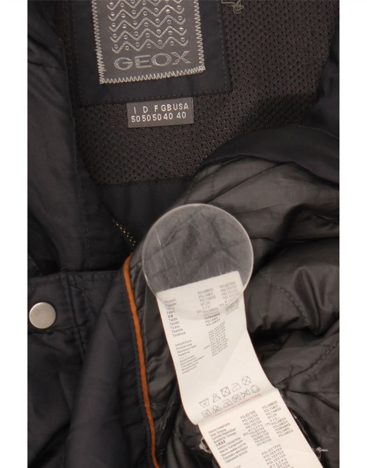 Geox Veste utilitaire à capuche pour homme UK 40 Large Bleu marine Polyamide