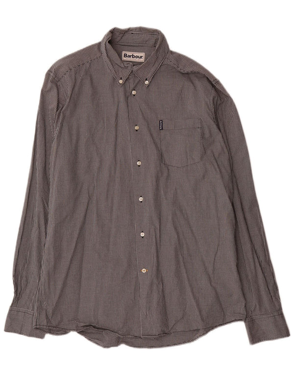 Barbour Mens Tailored Fit Shirt Large Black Gingham Cotton