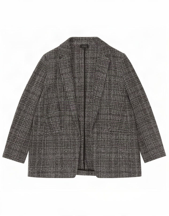 Marks & Spencer Veste Blazer Ouverte Femme UK 16 Grand Noir Plaid Polyester