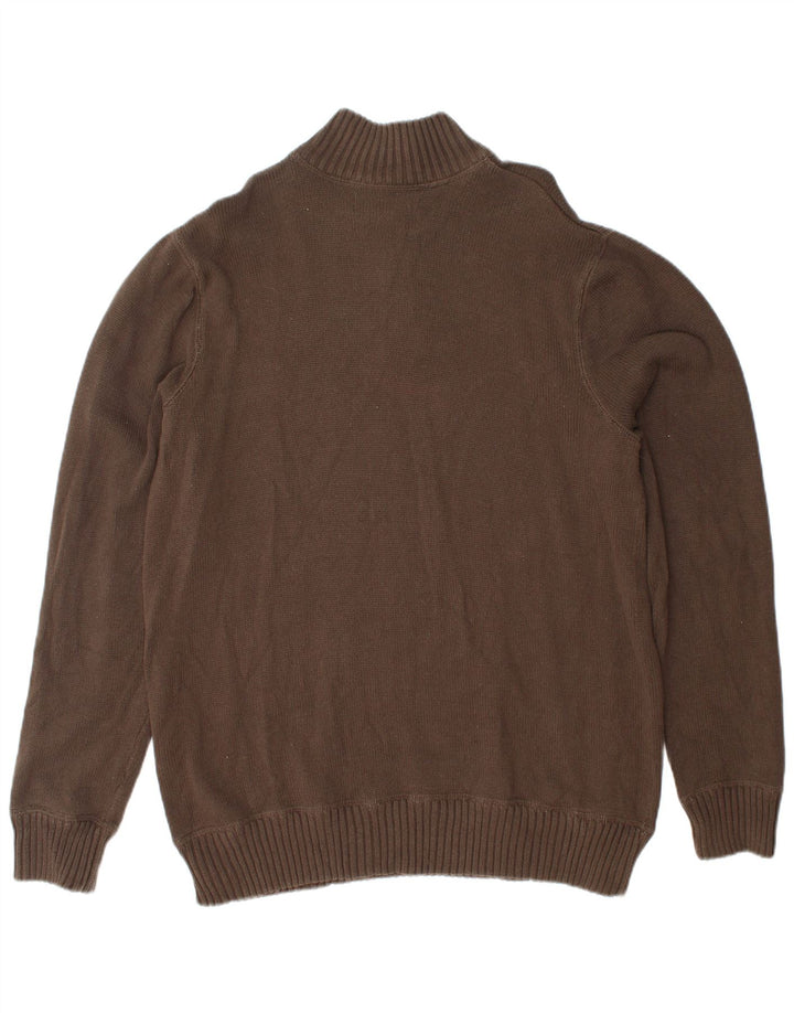 EDDIE BAUER Pull à col zippé pour homme Large en coton marron