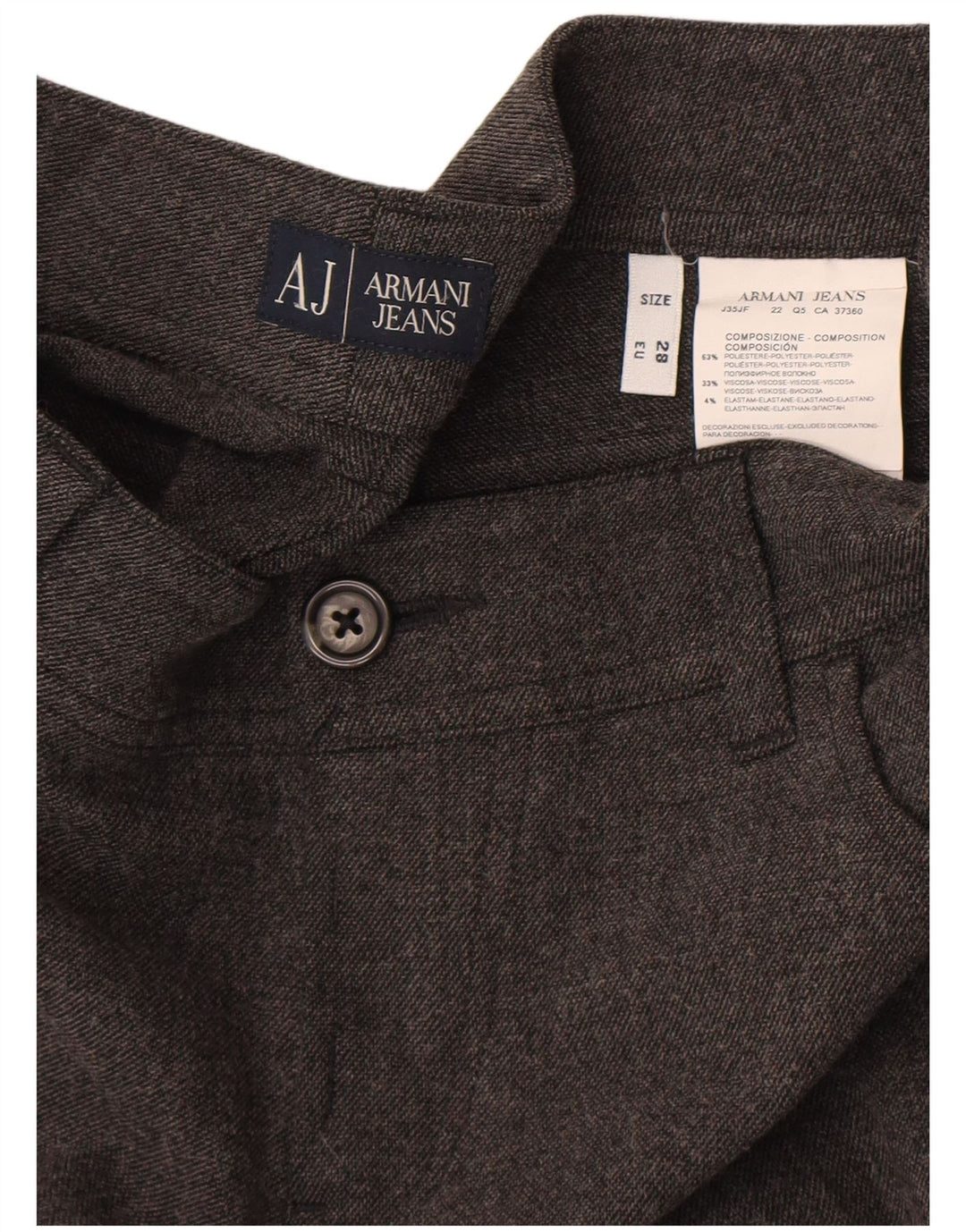 Armani Pantalon décontracté coupe slim pour homme W28 L29 Gris Polyester