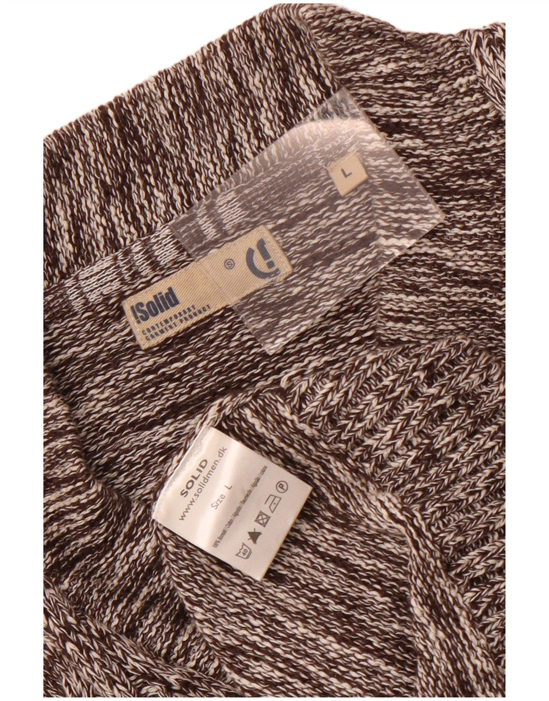 vintage Mens Cardigan Pull Grand Marron Moucheté Coton