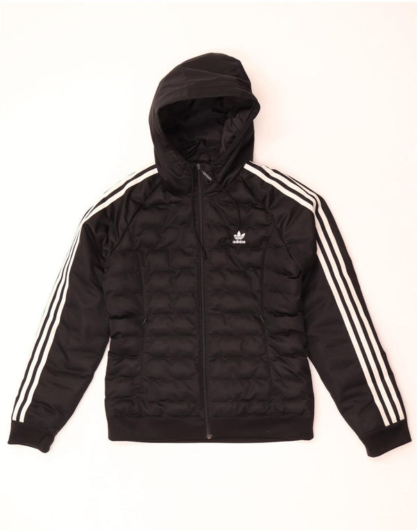 Adidas Veste matelassée à capuche pour femme UK 12 Medium Noir Polyester