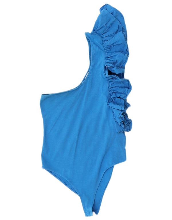 Zara Body pour femme à volants et une épaule UK 8 Small Bleu Coton