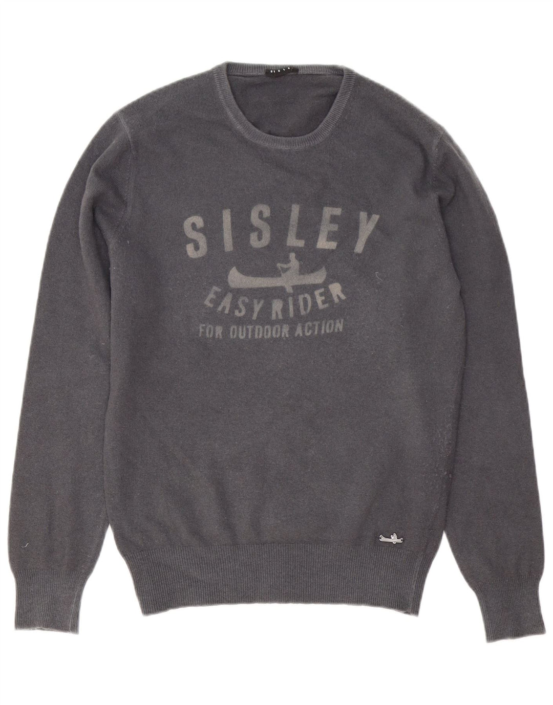 Sisley Pull Col Rond Graphique Gris Moyen Homme