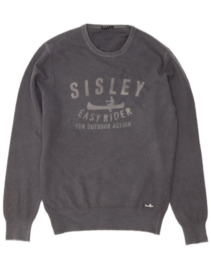 Sisley Pull Col Rond Graphique Gris Moyen Homme