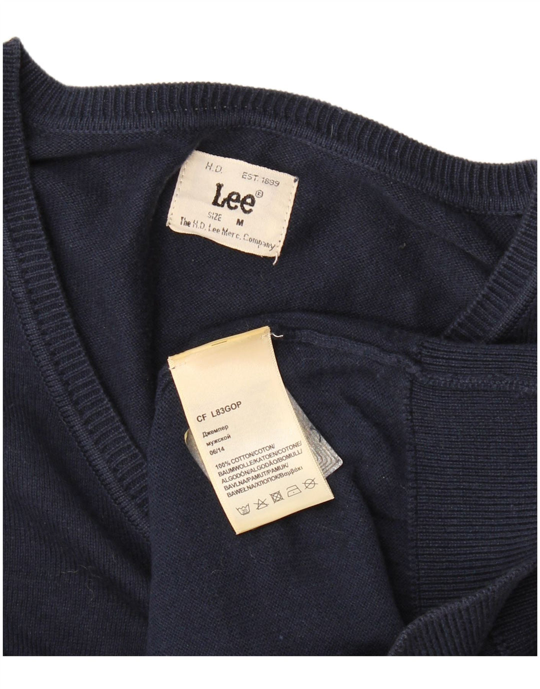 Lee Pull Col V Homme Bleu Marine Moyen Coton