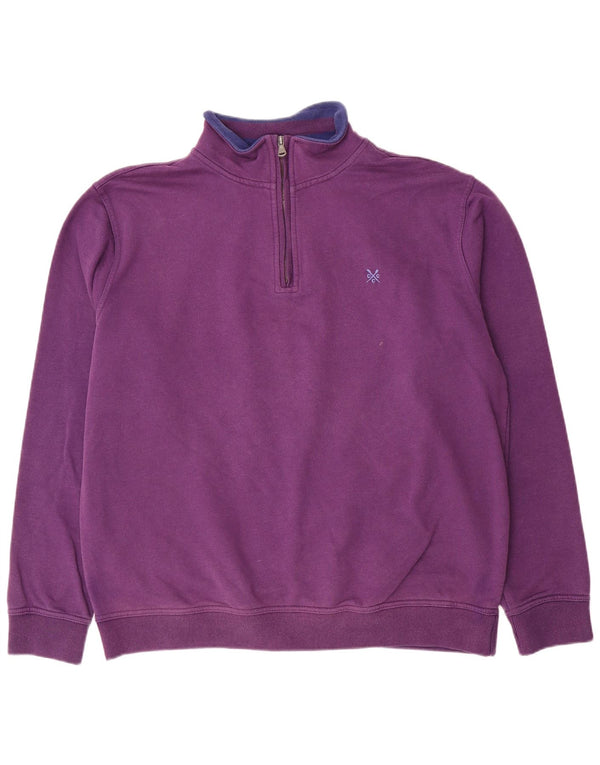 Crew Clothing Sweat-shirt à col zippé pour homme en coton violet 2XL