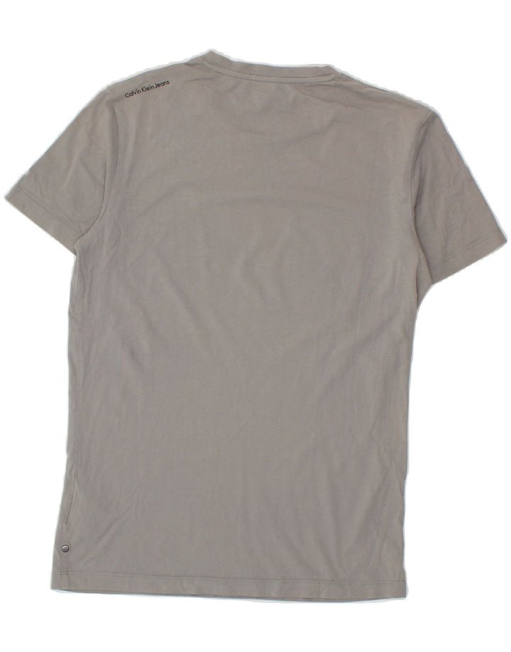 CALVIN KLEIN JEANS Mens Graphic T-Shirt Top Medium Grey Cotton Vintage Calvin Klein Jeans and Second-Hand Calvin Klein Jeans from Messina Hembry 