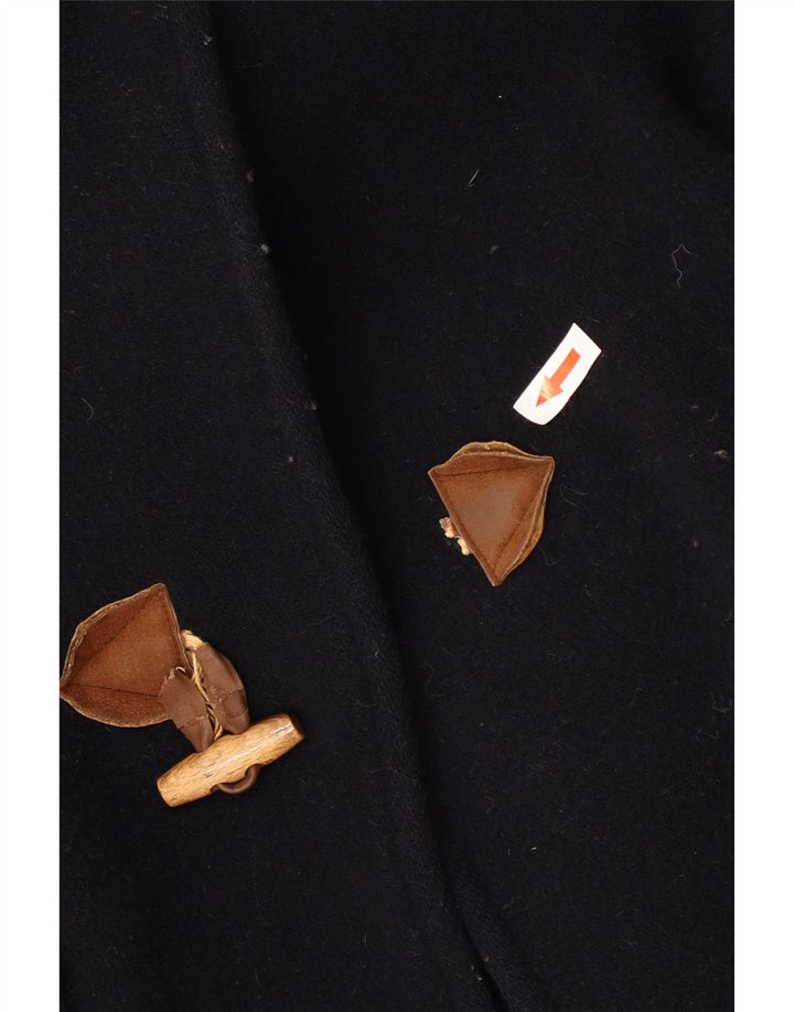 vintage Femmes Surdimensionné Duffle Coat UK 14 Laine Bleu Marine Moyenne