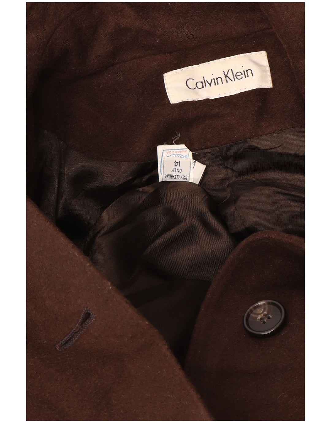 Calvin Klein Pardessus surdimensionné pour femme US 14 XL Laine marron