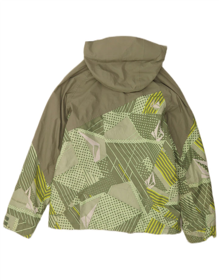 Volcom Veste coupe-vent à capuche pour homme UK 36 Petit vert géométrique en polyester