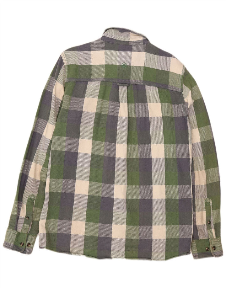 Fat Face Chemise Haute en Flanelle Homme Vert Moyen à Carreaux en Coton