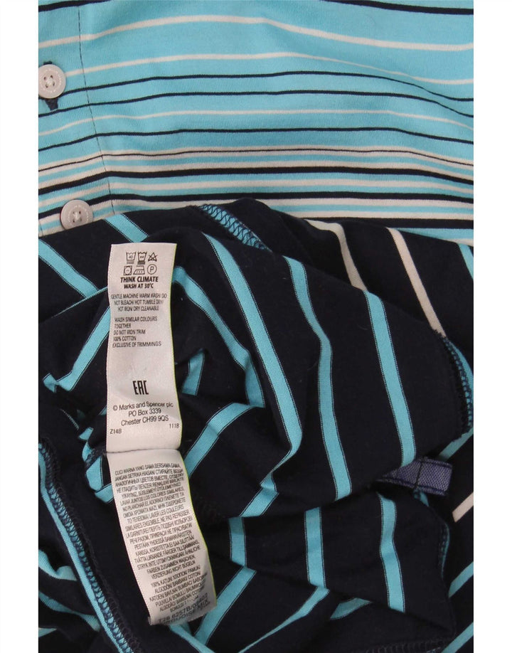 Marks & Spencer Polo Homme XL Bleu Rayé Coton