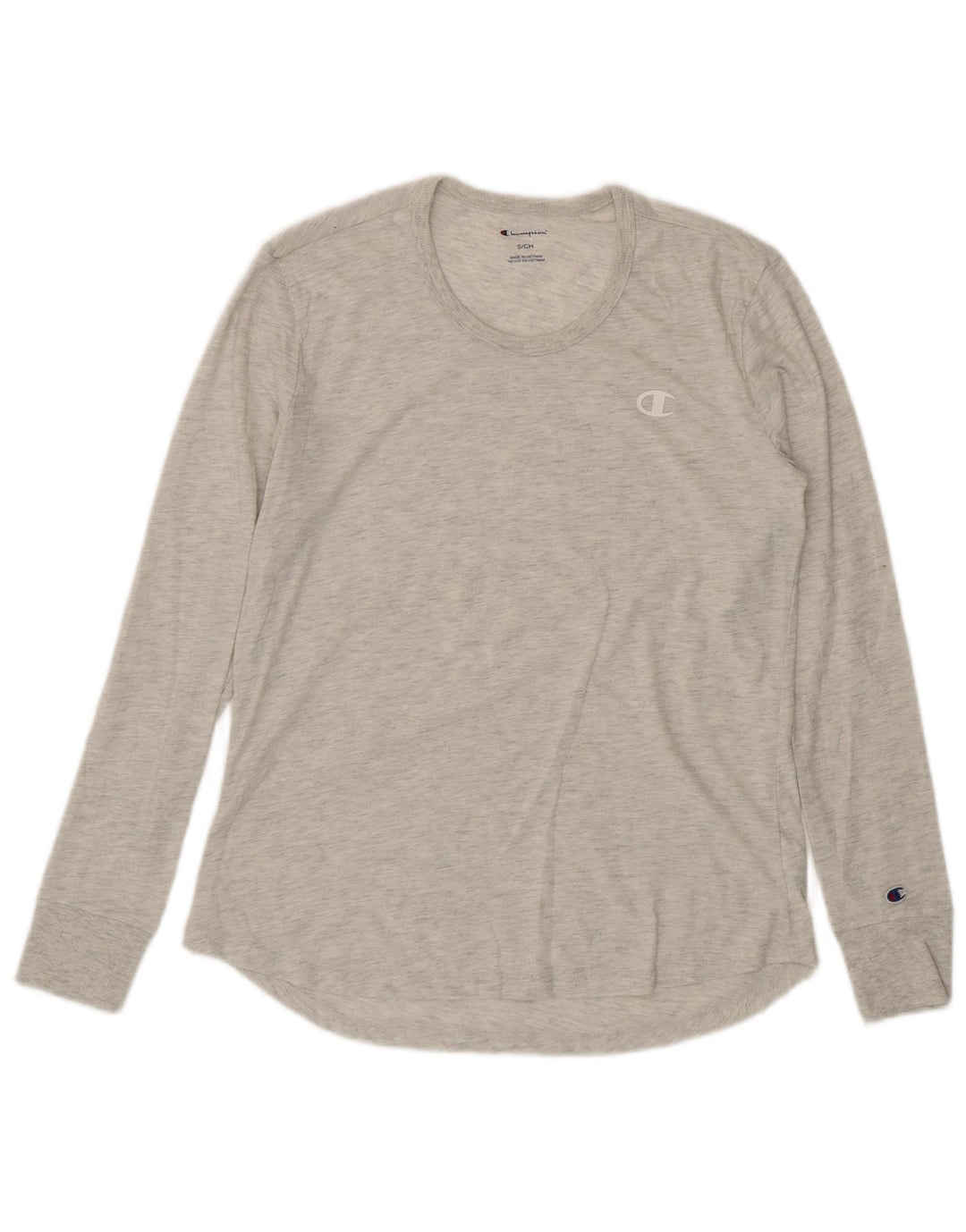 CHAMPION Womens Top Long Sleeve UK 10 Small Grey Flecked Polyester