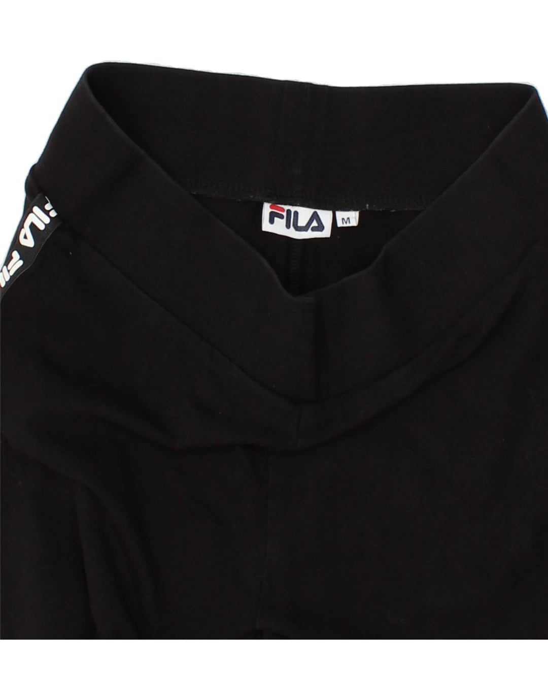 FILA Womens Graphic Leggings UK 12 Medium Black Vintage Fila and Second-Hand Fila from Messina Hembry 