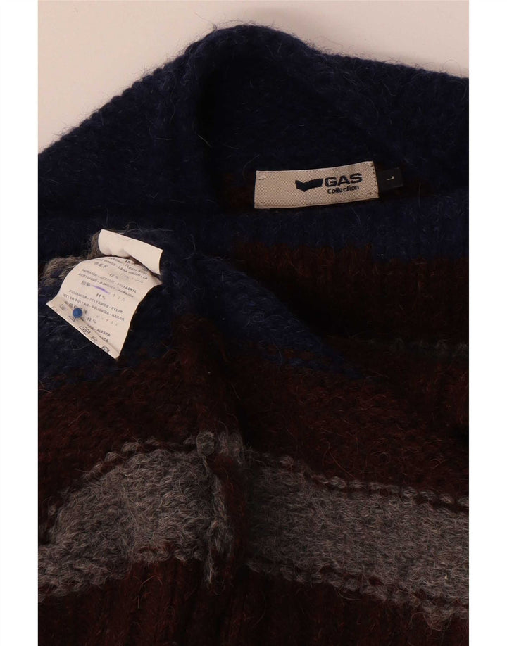Gas Pull col roulé pour homme en laine vierge à rayures multicolores