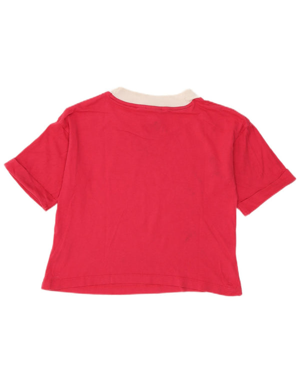 Adidas Womens Crop Graphic T-Shirt Top UK 8 Petit Rose Colorblock