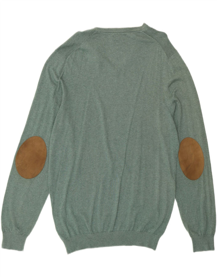 MASSIMO DUTTI Pull col V homme 2XL Vert Coton