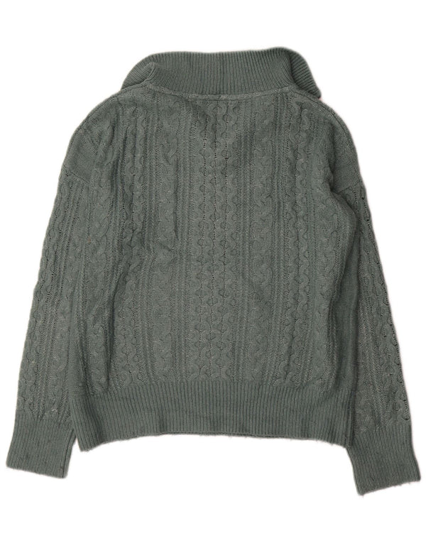 Fat Face Pull surdimensionné à col zippé pour femme UK 14 Large Vert Nylon