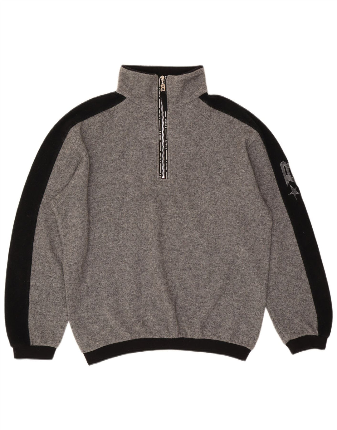 Bogner Pull Graphique à Col Zippé pour Homme en Laine Colorblock Gris Large