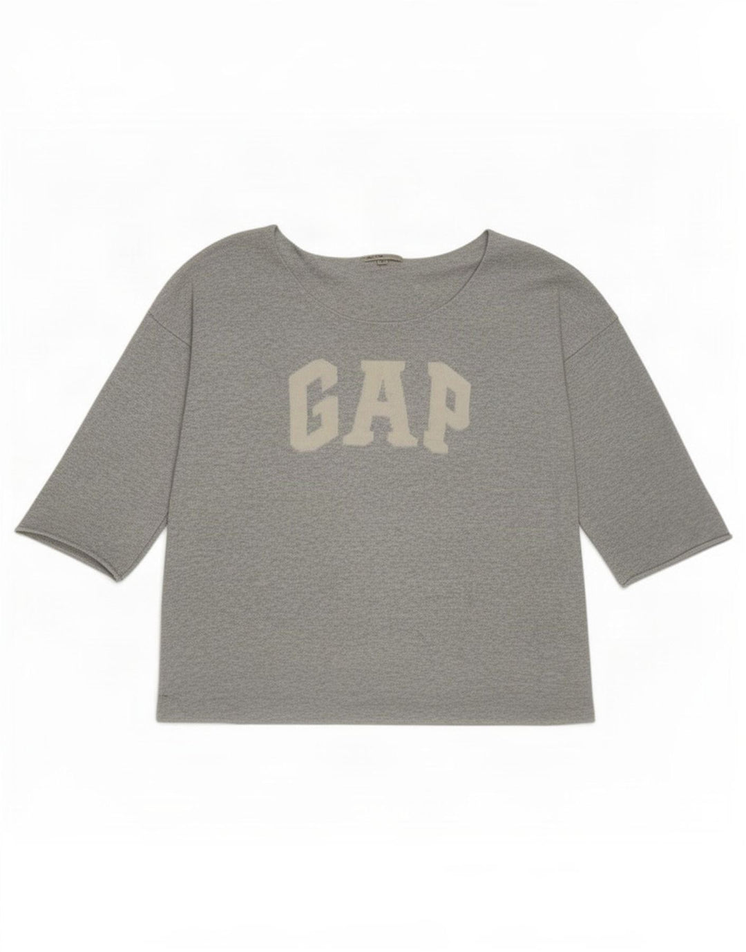 Gap Haut Graphique Femme Manches 3/4 UK 16 Large Gris