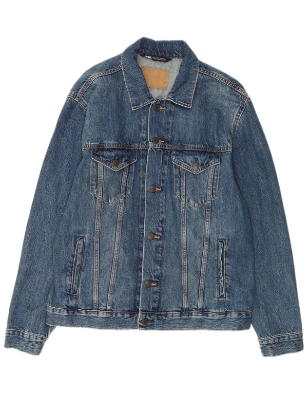 Zara Veste en jean pour homme UK 40 Large Bleu Coton