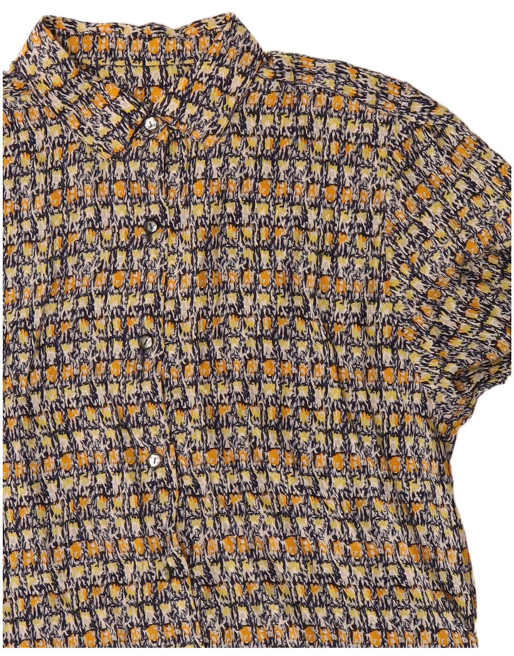 vintage Womens Abstract Pattern Shirt UK 14 Grand Multicolore