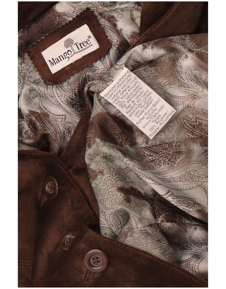 vintage Femme 3 Boutons Blazer En Daim Veste UK 40 Grand Cuir Marron