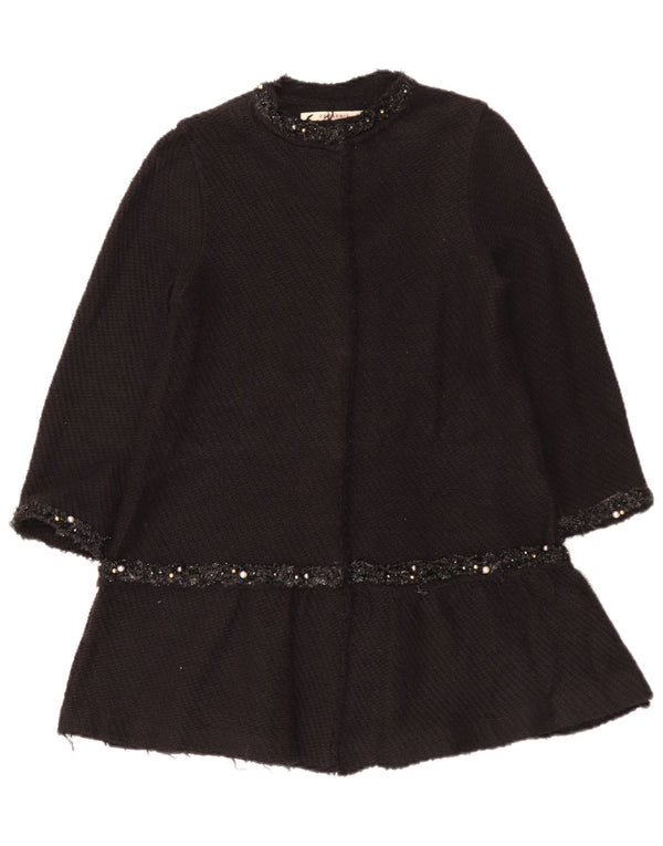 Zara Womens Pardessus UK 12 Moyen Noir Coton