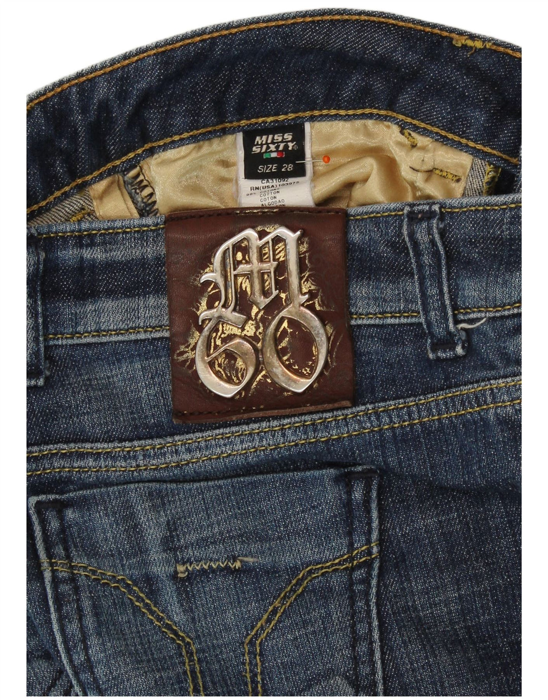 MISS SIXTY Jean Slim Taille Basse Femme W28 L29 Bleu Coton