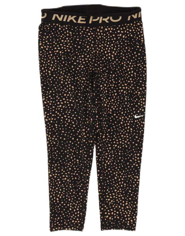 NIKE Legging Capri graphique pour femme UK 12 Polyester à pois noir moyen