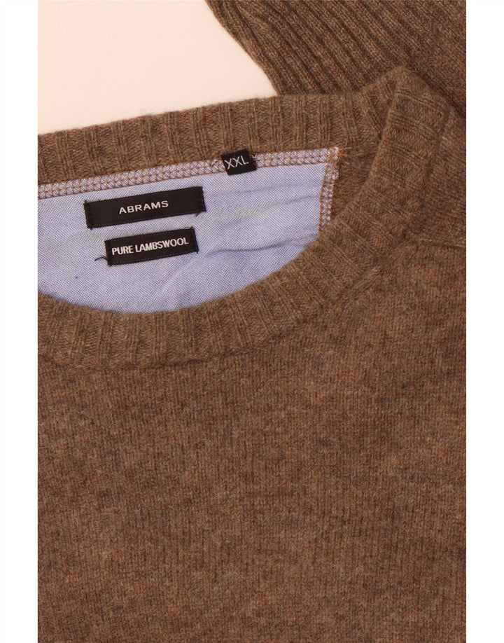 ABRAMS Pull à col rond pour homme 2XL en laine d'agneau marron