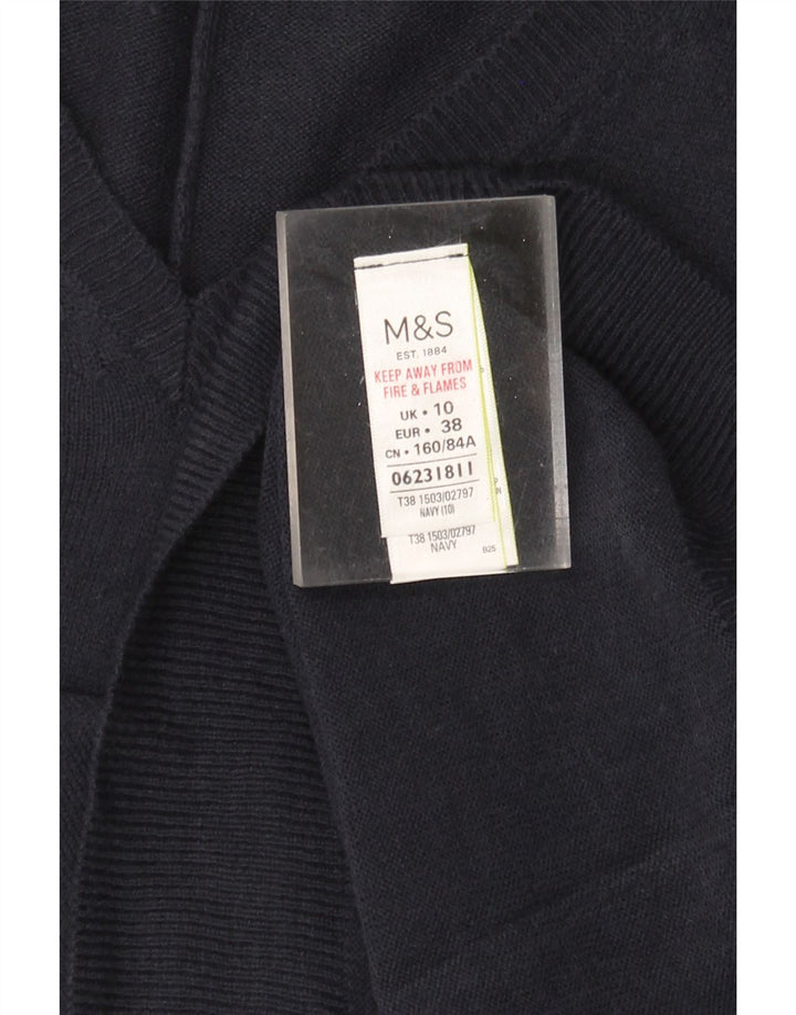 MARKS & SPENCER Pull col en V pour femme UK 10 Small Bleu marine