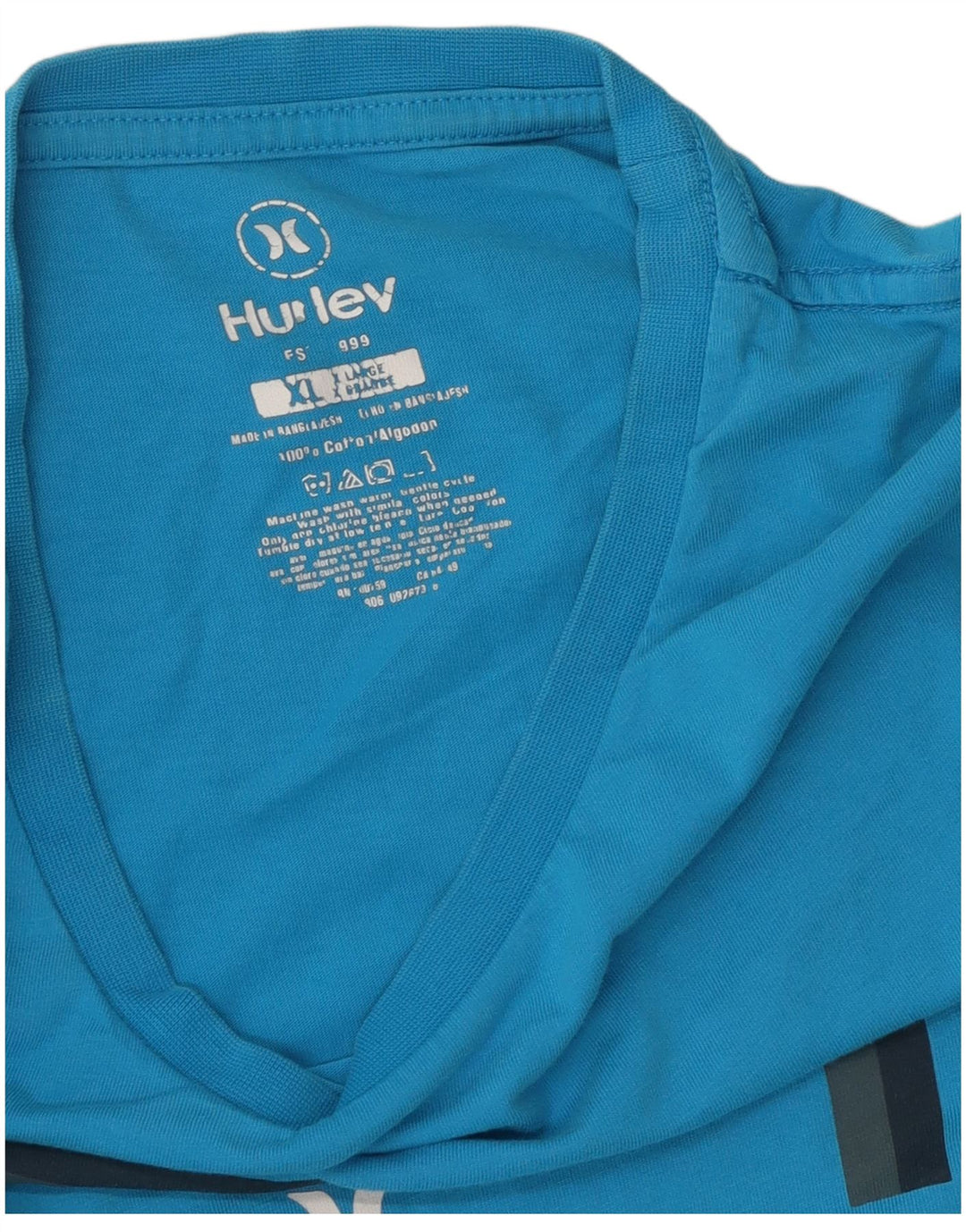 Hurley T-Shirt Graphique Homme Top XL Bleu Coton