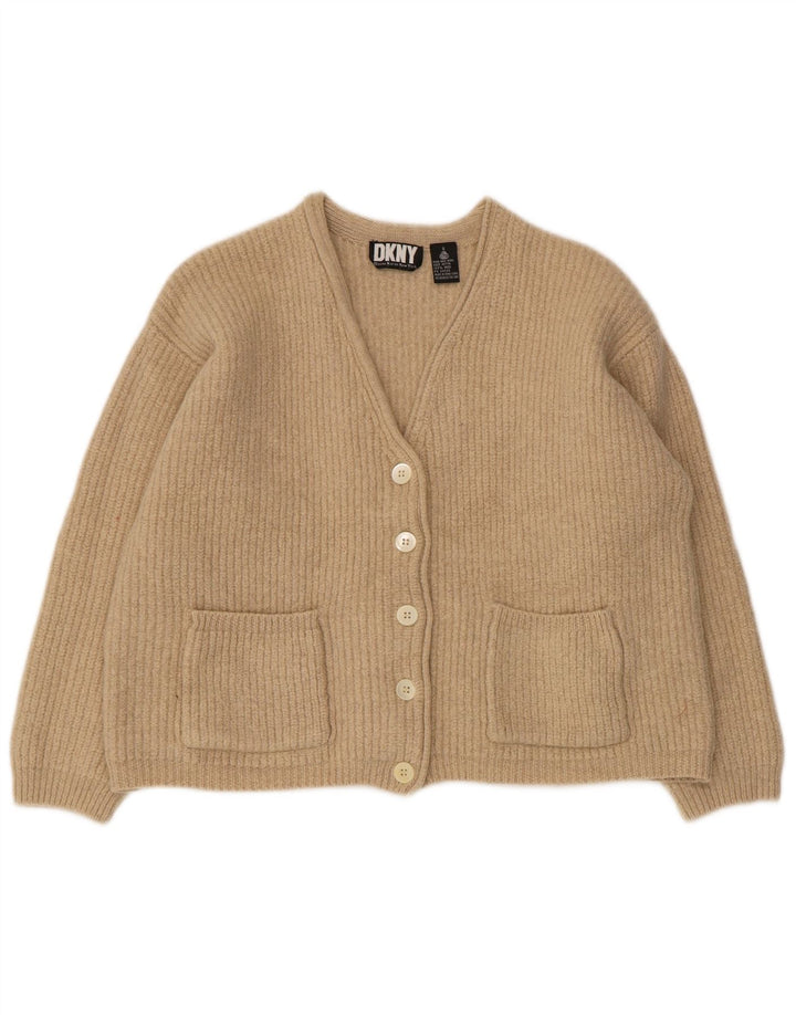 Dkny Cardigan surdimensionné pour femme UK 10 Petite laine beige