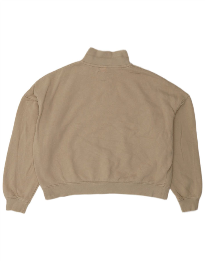 JACK WILLS Sweat-shirt surdimensionné à col zippé pour femme UK 14 Large Beige