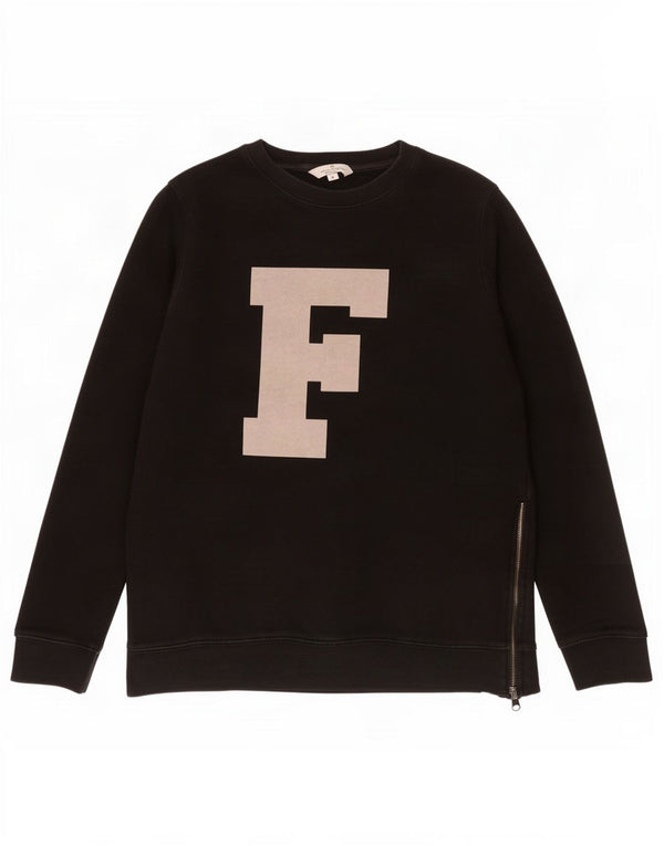 French Connection Sweat-shirt graphique pour femme UK 10 Petit Noir