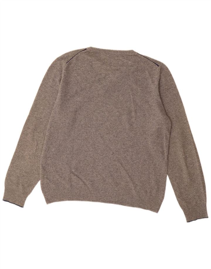 Conte of Florence Pull col V Homme Laine Gris Moyen