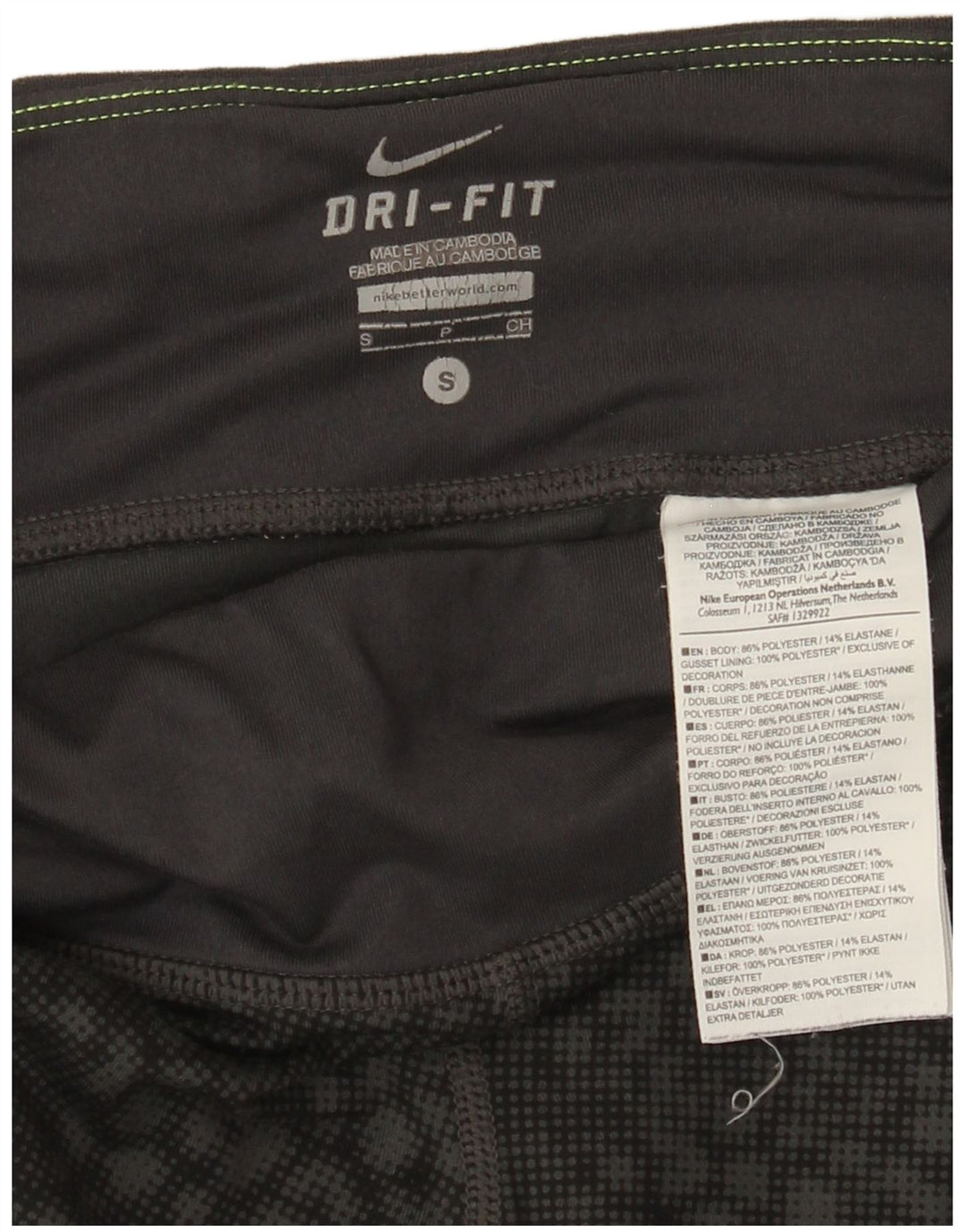 Nike Legging Capri Dri Fit pour femme UK 8 Small Noir Géométrique Polyester